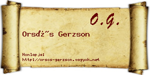 Orsós Gerzson névjegykártya